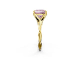 Yellow gold Fancy Pink Princess  Solitaire Twist Band Six-Prong Setting 4