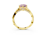 Yellow gold Fancy Pink Princess  Solitaire Twist Band Six-Prong Setting 5
