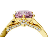 Yellow gold Fancy Pink Princess  Solitaire Twist Band Six-Prong Setting