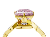 Yellow gold Fancy Pink Princess  Solitaire Twist Band with Leaf Prong Setting 5