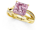 Yellow gold Fancy Pink Princess  Solitaire Twist Band with Pavé Accents and Four-Prong Setting_21