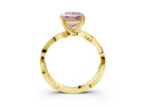 Yellow gold Fancy Pink Princess  Solitaire Twist Band with Pavé Accents and Four-Prong Setting_23