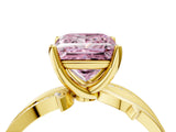 Yellow gold Fancy Pink Princess  Solitaire Twist Band with Pavé Accents and Four-Prong Setting_24