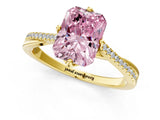 Yellow gold Fancy Pink Princess  Solitaire Twist Band with Pavé Diamonds and Four-Prong Setting_47