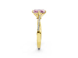 Yellow gold Fancy Pink Princess  Solitaire Twist Band with Pavé Diamonds and Four-Prong Setting_48