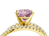 Yellow gold Fancy Pink Princess  Solitaire Twist Band with Pavé Setting and Four-Prong Setting_4