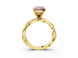 Yellow gold Fancy Pink Princess  Solitaire Twist Band with Pave Prong Setting_3