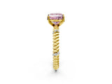 Yellow gold Fancy Pink Princess  Solitaire Twisted Band Prong Set Engagement Ring_32