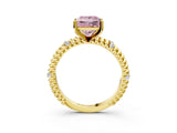 Yellow gold Fancy Pink Princess  Solitaire Twisted Band Prong Set Engagement Ring_33