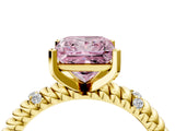 Yellow gold Fancy Pink Princess  Solitaire Twisted Band Prong Set Engagement Ring_34
