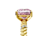 Yellow gold Fancy Pink Princess  Solitaire Twisted Band Prong Set Engagement Ring_35