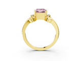 Yellow gold Fancy Pink Princess  Solitaire Twisted Band Scroll Prong Ring_6