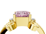 Yellow gold Fancy Pink Princess  Solitaire Twisted Band Scroll Prong Ring_7