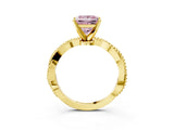 Yellow gold Fancy Pink Princess  Solitaire Twisted Band with Bead Prong Setting_32
