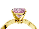 Yellow gold Fancy Pink Princess  Solitaire Twisted Band with Bead Prong Setting_33