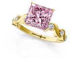 Yellow gold Fancy Pink Princess  Solitaire Twisted Band with Prong Setting 2