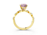 Yellow gold Fancy Pink Princess  Solitaire Twisted Band with Prong Setting 4