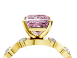 Yellow gold Fancy Pink Princess  Solitaire Twisted Band with Prong Setting 5