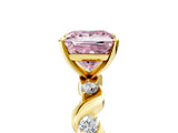 Yellow gold Fancy Pink Princess  Solitaire Twisted Band with Prong Setting