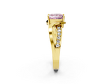 Yellow gold Fancy Pink Princess  Solitaire Twisted Band with Prong Setting_5