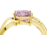 Yellow gold Fancy Pink Princess  Solitaire Twisted Band with Prong Setting_7