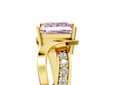 Yellow gold Fancy Pink Princess  Solitaire Twisted Band with Prong Setting_8