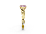 Yellow gold Fancy Pink Princess  Solitaire Vine Band with Milgrain Prong Setting_5