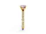 Yellow gold Fancy Pink Princess  Solitaire with Pavé Band and Four-Prong Setting_32