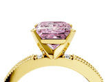 Yellow gold Fancy Pink Princess  Solitaire with Pavé Band and Four-Prong Setting_34