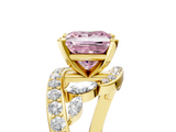 Yellow gold Fancy Pink Princess  Solitaire with Pavé Twist Band and Four-Prong Setting_5