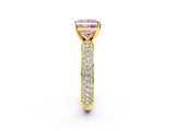 Yellow gold Fancy Pink Princess  Solitaire with Pave Band and Four-Prong Setting_5