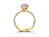 Yellow gold Fancy Pink Princess  Solitaire with Pave Band and Four-Prong Setting_6