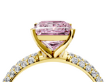 Yellow gold Fancy Pink Princess  Solitaire with Pave Band and Four-Prong Setting_7