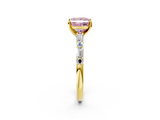 Yellow gold Fancy Pink Princess  Solitaire with Side Baguettes and Channel Set Band_2