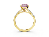 Yellow gold Fancy Pink Princess  Solitaire with Side Baguettes and Channel Set Band_3