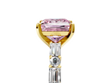 Yellow gold Fancy Pink Princess  Solitaire with Side Baguettes and Channel Set Band_5