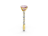 Yellow gold Fancy Pink Princess  Solitaire with Side Stones on a Pavé Band and Four-Prong Setting_2