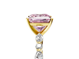 Yellow gold Fancy Pink Princess  Solitaire with Side Stones on a Pavé Band and Four-Prong Setting_5