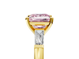 Yellow gold Fancy Pink Princess  Solitaire with Tapered Baguette Side Stones on a Classic Band with Four-Prong Setting_5