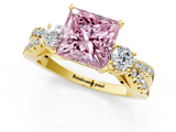 Yellow gold Fancy Pink Princess  Three-Stone Diamond Ring with Pavé Split Shank and Four-Prong Setting_13