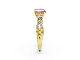 Yellow gold Fancy Pink Princess  Three-Stone Diamond Ring with Pavé Split Shank and Four-Prong Setting_14