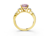 Yellow gold Fancy Pink Princess  Three-Stone Diamond Ring with Pavé Split Shank and Four-Prong Setting_15