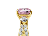 Yellow gold Fancy Pink Princess  Three-Stone Diamond Ring with Pavé Split Shank and Four-Prong Setting_17