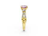 Yellow gold Fancy Pink Princess  Three-Stone Diamond Ring with Pavé Split Shank and Four-Prong Setting_31