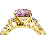 Yellow gold Fancy Pink Princess  Three-Stone Diamond Ring with Pavé Split Shank and Four-Prong Setting_33