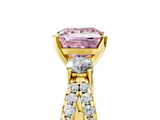 Yellow gold Fancy Pink Princess  Three-Stone Diamond Ring with Pavé Split Shank and Four-Prong Setting_5