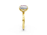 Yellow gold Fancy Pink Princess  and Emerald Cut Toi Moi Ring with Prong Setting_31
