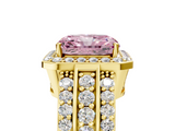 Yellow gold Fancy Pink Radiant -Cut Halo Diamond Ring with Split Shank and Four-Prong Setting_112