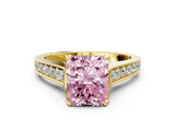 Yellow gold Fancy Pink Radiant  Brilliant Cut Diamond Engagement Ring with Pavé Band and Four-Prong Setting_49