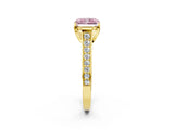 Yellow gold Fancy Pink Radiant  Brilliant Cut Diamond Engagement Ring with Pavé Band and Four-Prong Setting_51